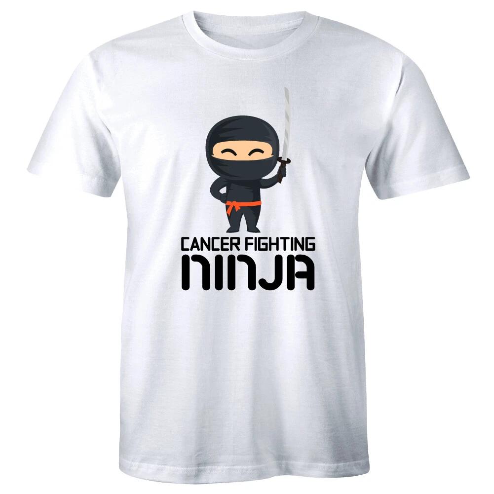 

Cancer Fighting Ninja White Short Sleeve T-Shirt for Men Strong Survivor Tee 4XL