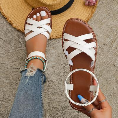 Sommer Runde Kopf Neue frauen Flache Schuhe Römischen Casual Gummi Sandalen Strand frauen Schuhe