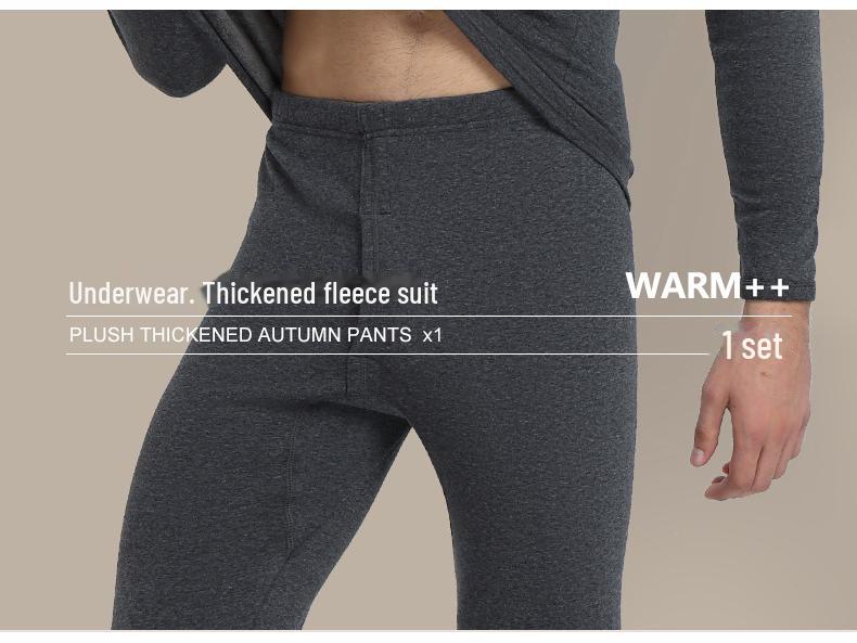 Septwolves Men's Velvet Thick Thermal Underwear Set, Autumn/Winter, Round Neck, Cold-Proof.