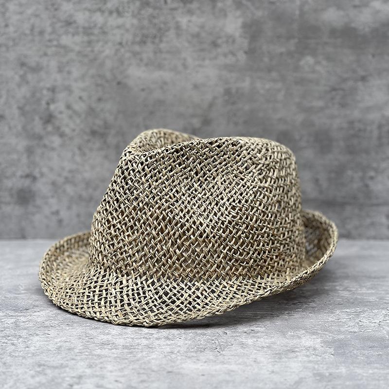 

Large Size Summer Hand-Woven Straw Hat Styling Top Hat Men S And Women S Hollow Breathable Jazz Hat Outdoor Beach Outing Sun Hat L（58-60cm）
