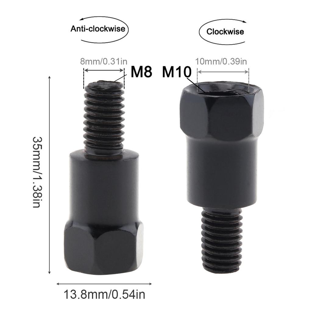 1 Stück 8mm 10mm Spiegeladapter Schwarz Silber Metall Rückspiegel Bolzen Schraube Gewinde Umwandlungsbolzen Motorradspiegel Schraube Linksgewinde Rechtsgewinde