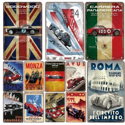 Latta Metallo Cartelli Auto da Corsa Targhe Poster Metallico Pista F1 Nostalgico Vintage Decorazione Artistica da Parete in Metallo per Garage Club Corse Casa