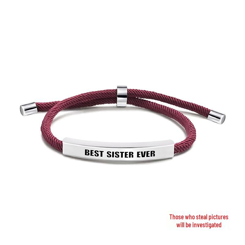 Multicolor Woven Rope Friendship Bracelet - Engraved Stainless Steel Christmas Gift