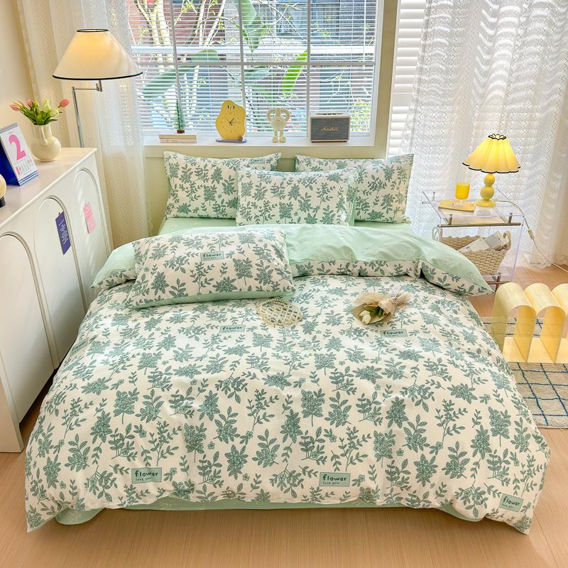 Garden Pink Flowers Pattern Duvet Cover Set 3Pcs Cute Rabbit Printed 100% Cotton Soft Comfortable Comforter Cover Bedding Set