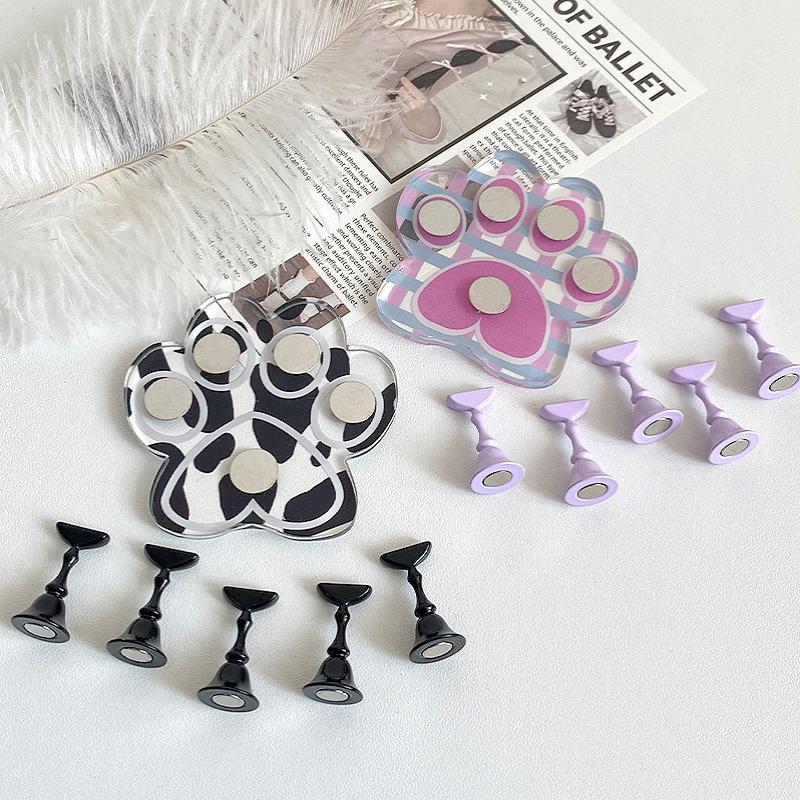 Katzenpfote Magnetischer Nagelspitzenhalter Übungs-Displayständer Für Maniküre Press-On-Nagel Training Gel Harz Präsentationsregal Nagelständer