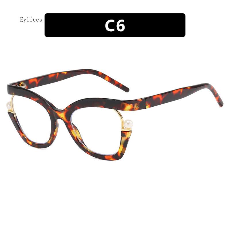 

Fashion Women Anti- Blue-Ray Spectacles For Male Vintage Pearl Purple Cat Eye Frames Clear Lens Colorful Female Eyeglasses