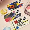Abstract B-Bauhaus Geometric Art Leather Phone Case For IPhone 16 15 14 13 12 11 Pro Max Plus Shockproof Cover