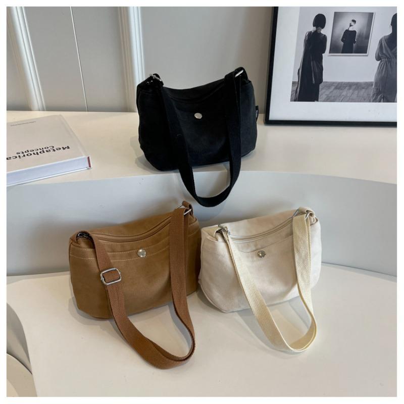 Casual Small Canvas Shoulder Bags for Women Simple Solid Color Ladies Crossbody Bag Outdoor Portable Female Mobile Phe Purse