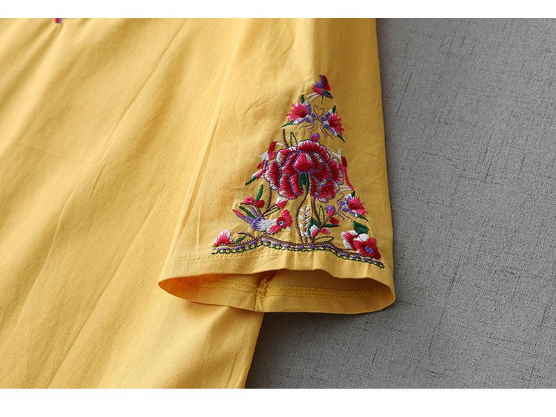 Summer Beachwear: Heavy Embroidered Cotton-Linen Skirt for Travel Photos