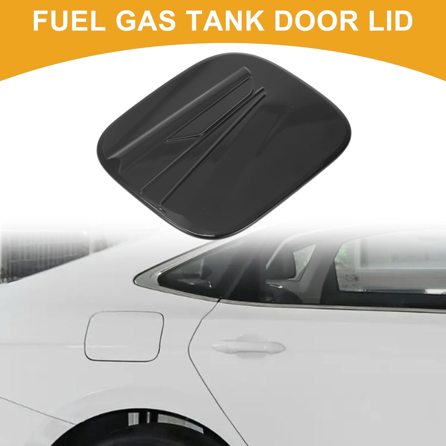 Fuel Tank Door Cap for Toyota Highlander 2022-2025 Fuel Filler Flap Cover Adhesive Type Glossy Black ABS Fuel Filler Door Gas Cap