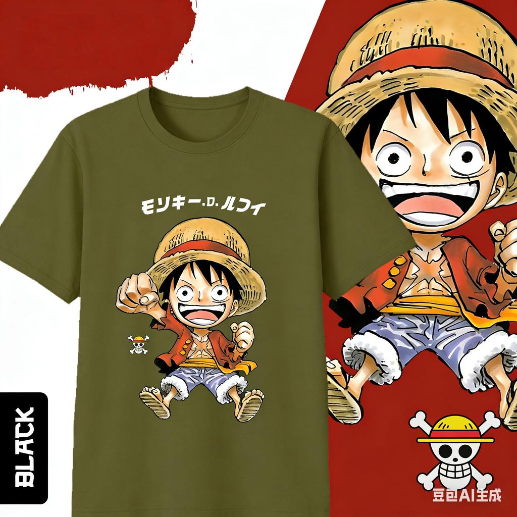 2026 Summer Anime One Piece Monkey D Luffy Printed Cotton Tshirt KidsUnisexsWomens Clothing Fashion Casual Street Tshirt Y2k