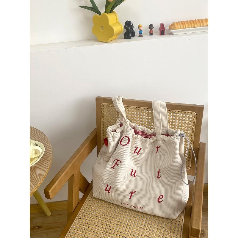 New letter printing bag women's large-capacity nylon shoulder bag casual versatile portable drawstring tote bag