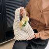 Borsa a Mano a Rete Vuota di Nicchia Borsa da Polso Intrecciata a Mano Borsa Versatile per Vacanze al Mare Tendenza