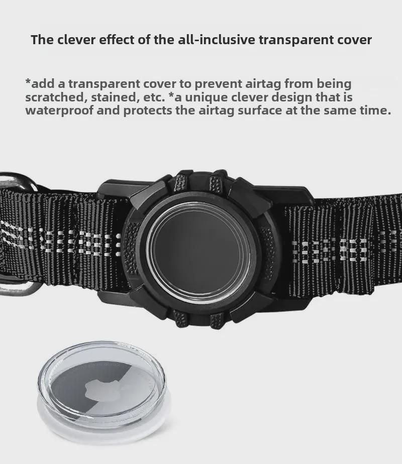 Reflective Waterproof AirTag Dog Collar with Transparent Cover & Anti-Lost Locator
