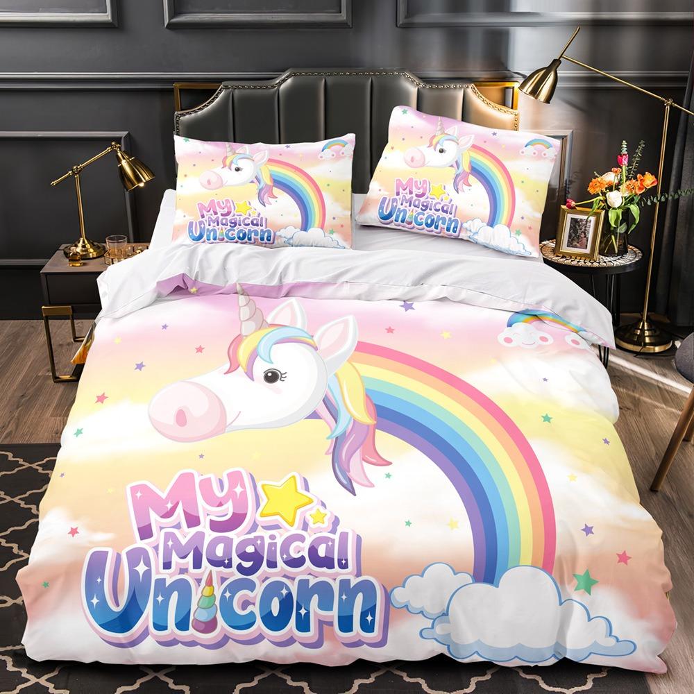 Magical Unicorn Bedding Sets Quilt Bed Cover Comforter Duvet Cover Pillow Case 2-3 Pieces Sets Kids Adult Bedroom Decoration