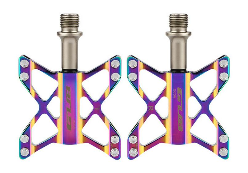 GUB GC-009 Iridescent Aluminum Alloy Anti-slip Folding Road Bike Pedal with Three Bearings Universal