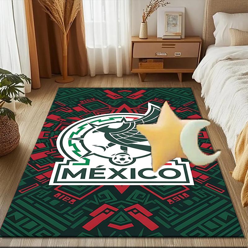 Mexico Football Crest Rug Game Carpet, Floor Mat for Bedroom Living Room Entryway Rug, Home Decor Idea Gift for Christmas birthday