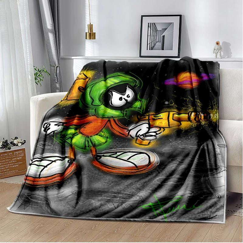 Marvin The Martian Animal Funny Throws Blanket Hiking Picnic Super Soft Quilt Bed Thermal Kawaii Flannel Blanket birthday gift