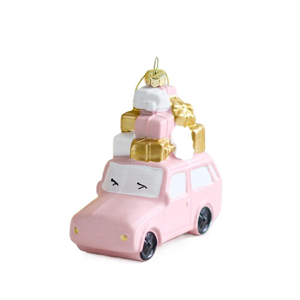 Pink Christmas Hanging Decoration Wreath Car Plastic Xmas Ornament Ball Party Supplies Gift Box Xmas Baubles Christmas