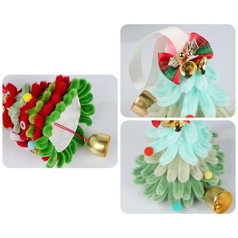 Holiday Tree Decors Ornament, Soft Plush Christmas Tree Hanging Accent With Fabric Loop for Indoor Window and Tree Display