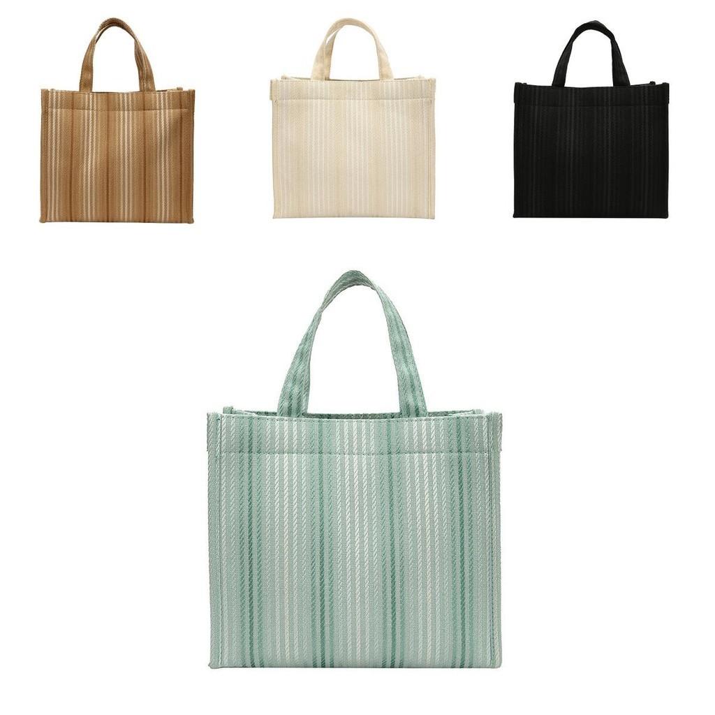 Sac Cabas en Toile Rayé Style Coréen Grande Capacité Pour Étudiants et Dames de Bureau