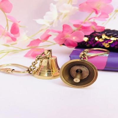 Unique Vintage Solid Brass Keychain, Bell Keyring, Bell Keychain, Nautical Gift Item, Gift for Man and Women, Gift for Christmas, Lot of 12 Pieces