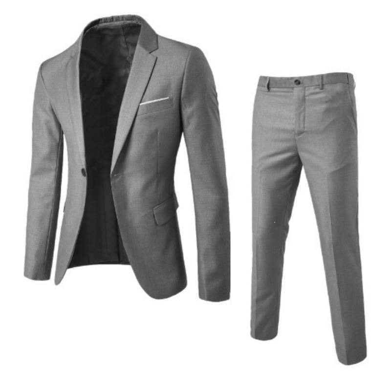 Nový pánský oblek pro ženicha Dvoudílný Jednobarevný Slim Fit Banketní Šaty Oblek Bunda Skladem