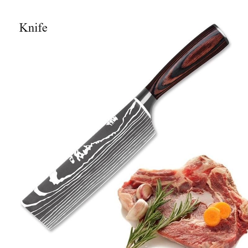 Five-piece Chef's Knife Damascus Laser Grain Fruit Knife Stainless Steel Knife Household Peeling Knife Boning Knife Cutting Knife