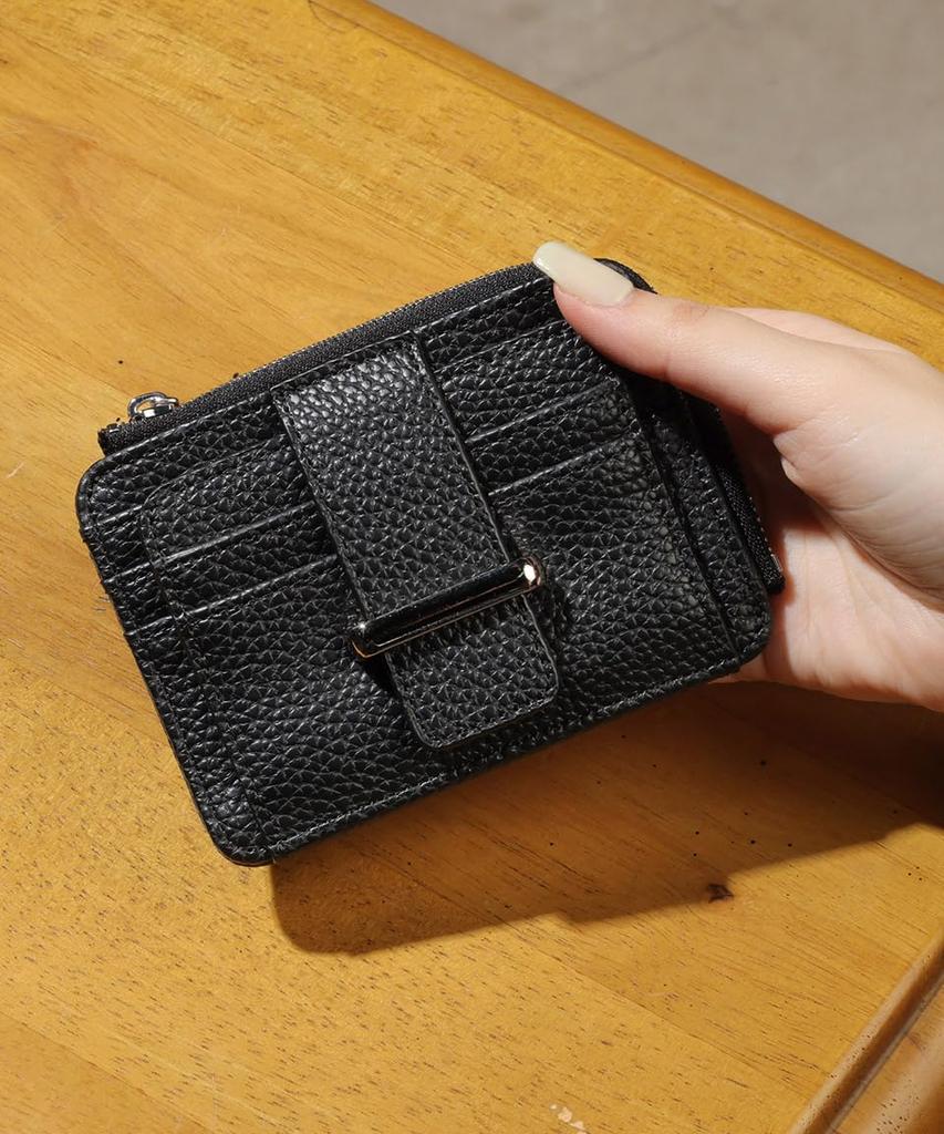Altro Rose Black Fragment Case with Coin Purse, IC Card Case, Bifold, Women's, Bill Holder, Synthetic Leather, Simple, Pass Case, Elegant, Cute,