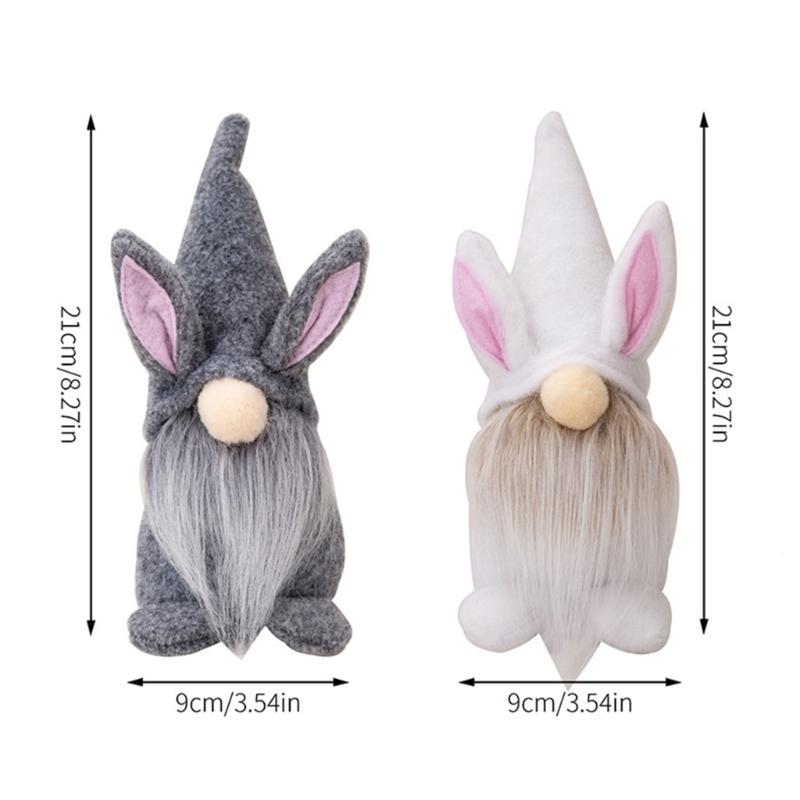 2pcs Easter Gnome Plushes Rabbit Standing Doll Swedish Tomtes Dwarfs Ornaments for Kitchen Tiered Tray Decorations