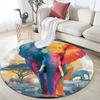 Elephant Round Area Rug,Carpet Rug for Living Room Bedroom Sofa Playroom Decor,Non-slip Floor Mat