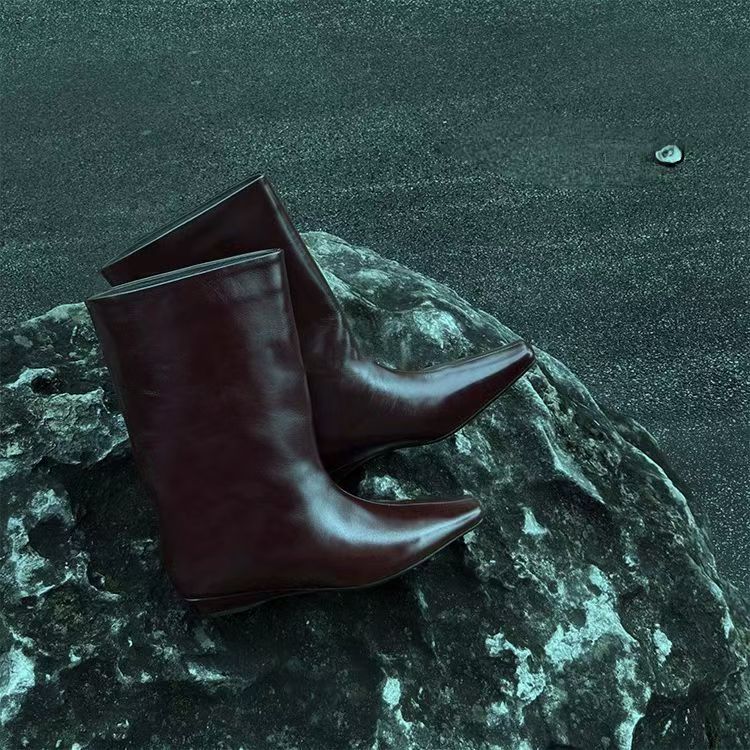 Fashion Low Heel Single Boots Autumn New Square Toe Splice Cover Foot Soft Sole Anti-Slip Wear-Resistant Short Boots
