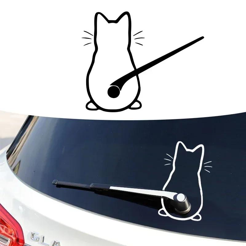 Car Sticker Art Design Shadow Cat Tail Car Stickers Cartoon Cute Kawaii Car Styling Decals Rear Window Sticker