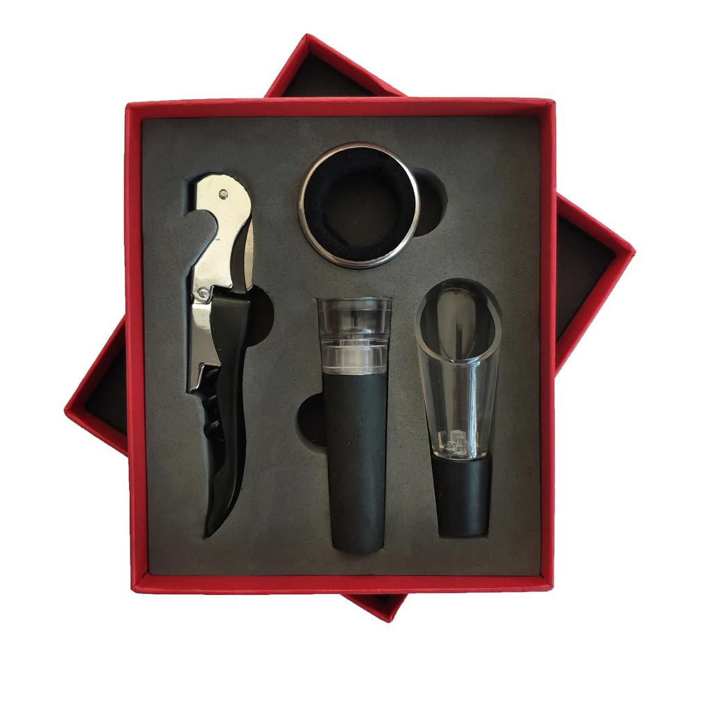 Professional Wine Opener Gift Set Stainless Steel Bottle Opener and Vacuum Stopper Wine Pourer Kitchen Accessories Bar Tool
