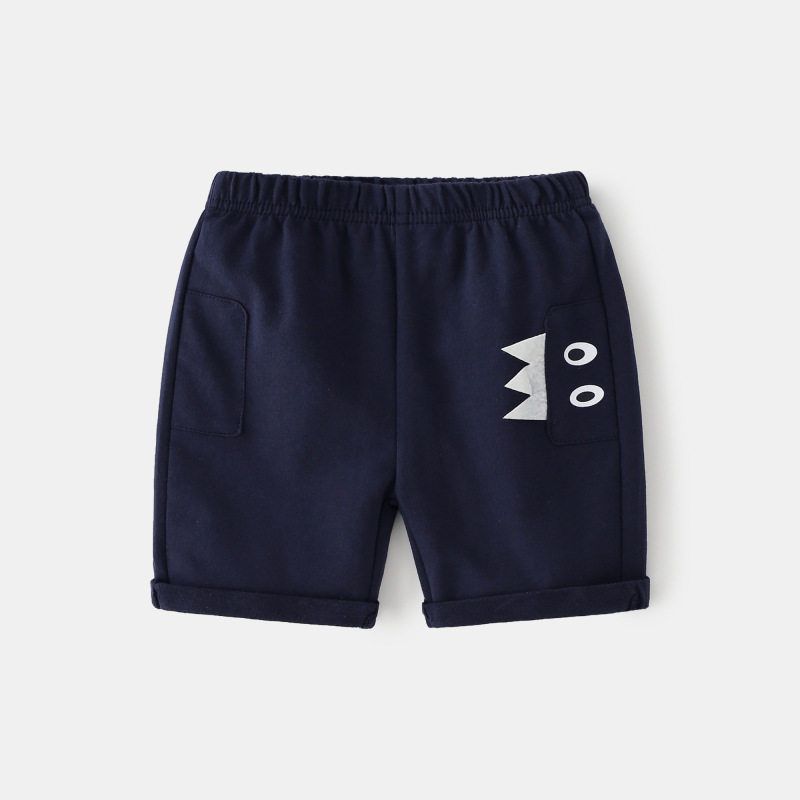 Kids Summer Shorts Boys' Middle Pants Cartoon Teeth Eye Beads Fifth Pants K-style Boys' Low Waist Pure Color Pants