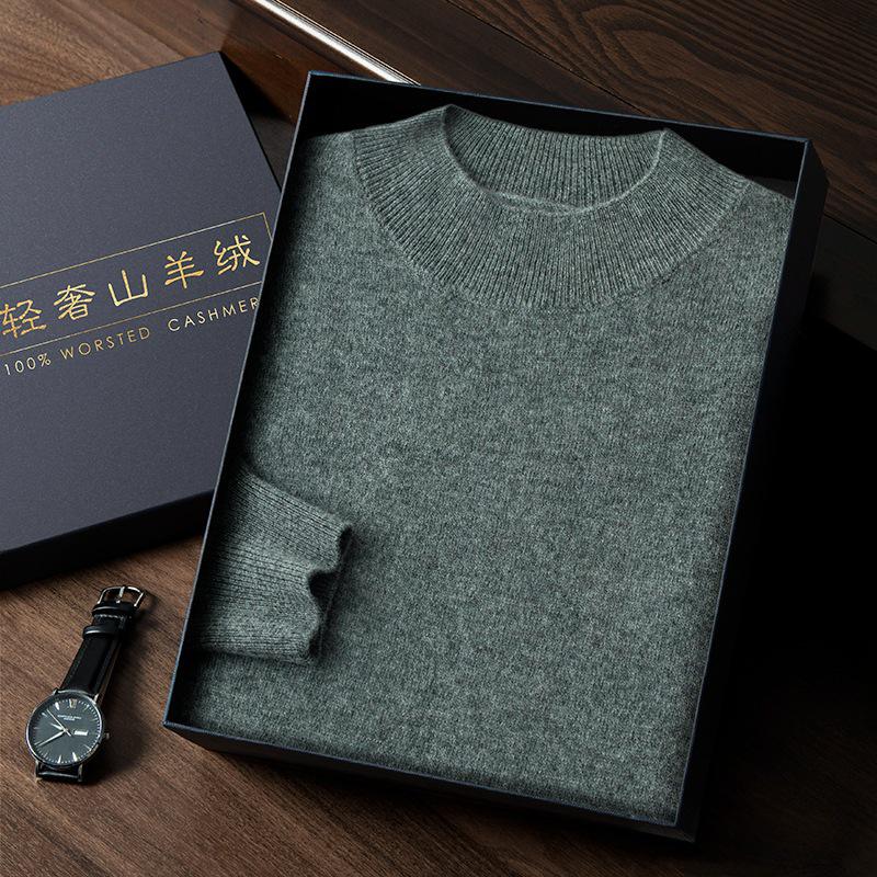 Seamless Men's Cashmere Half-Neck Sweater for Autumn/Winter - Versatile Knitwear