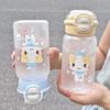 500ML Cute Cat Water Bottle With Lid Simple Straw Portable Plastic Cup For Kids Outdoor School Travel Drinking Water Bottles