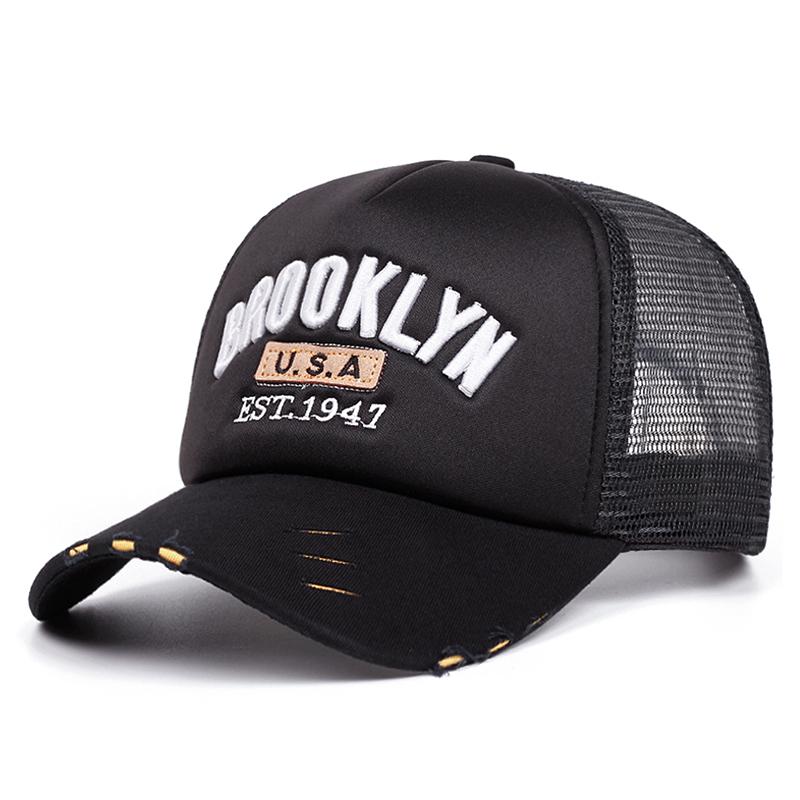 Neue Kreative Baseballkappe Brooklyn 1947 Bestickt Hip Hop Skateboarding Mütze Outdoor Tägliche Freizeit Sonnenschutzmütze Netzmütze black