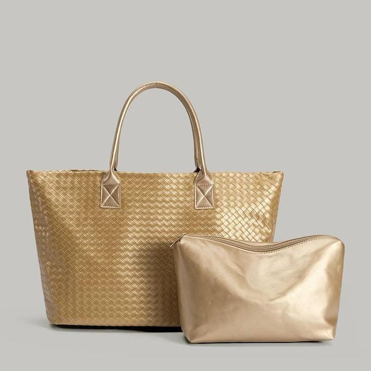 

2025 Нова жіноча сумка Модна універсальна плетена сумка Велика місткість Сумка через плече Дорожня сумка-тоут Текстурована сумка Ручна сумка Модна золотий