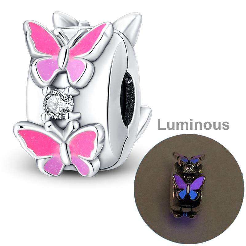 Real Metal Inlaid Zirconium Charms Beads Snowflake Butterflies Pendant Clasp Original Accessories Bracelets Make your own Accessory Elegant Fashion