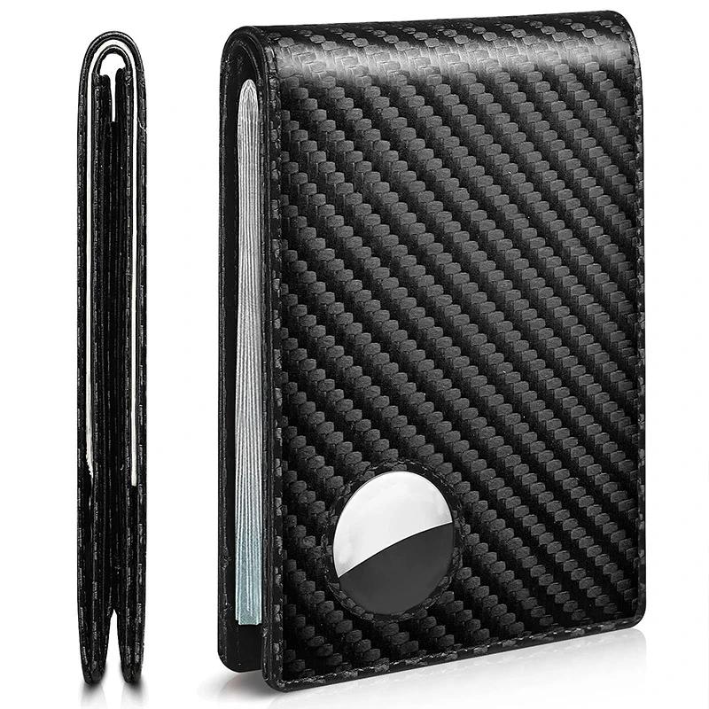 Rfid Airtag Wallets Carbon Fiber Credit Card Holder Bifold Money Bag Id Bank Cardholder Slim Air Tag Wallet for Men Carteiras
