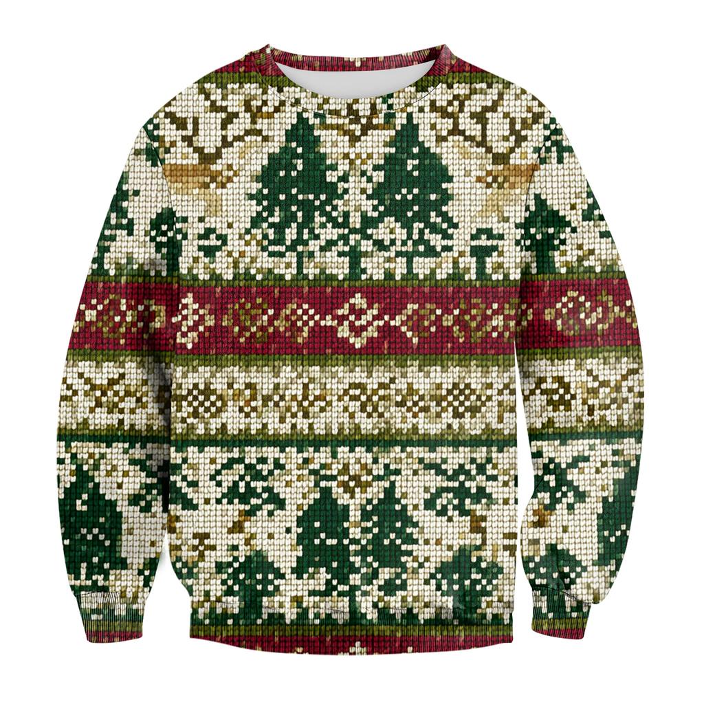 Men's Casual Fashion Printed Round Neck Pullover Sweatshirt