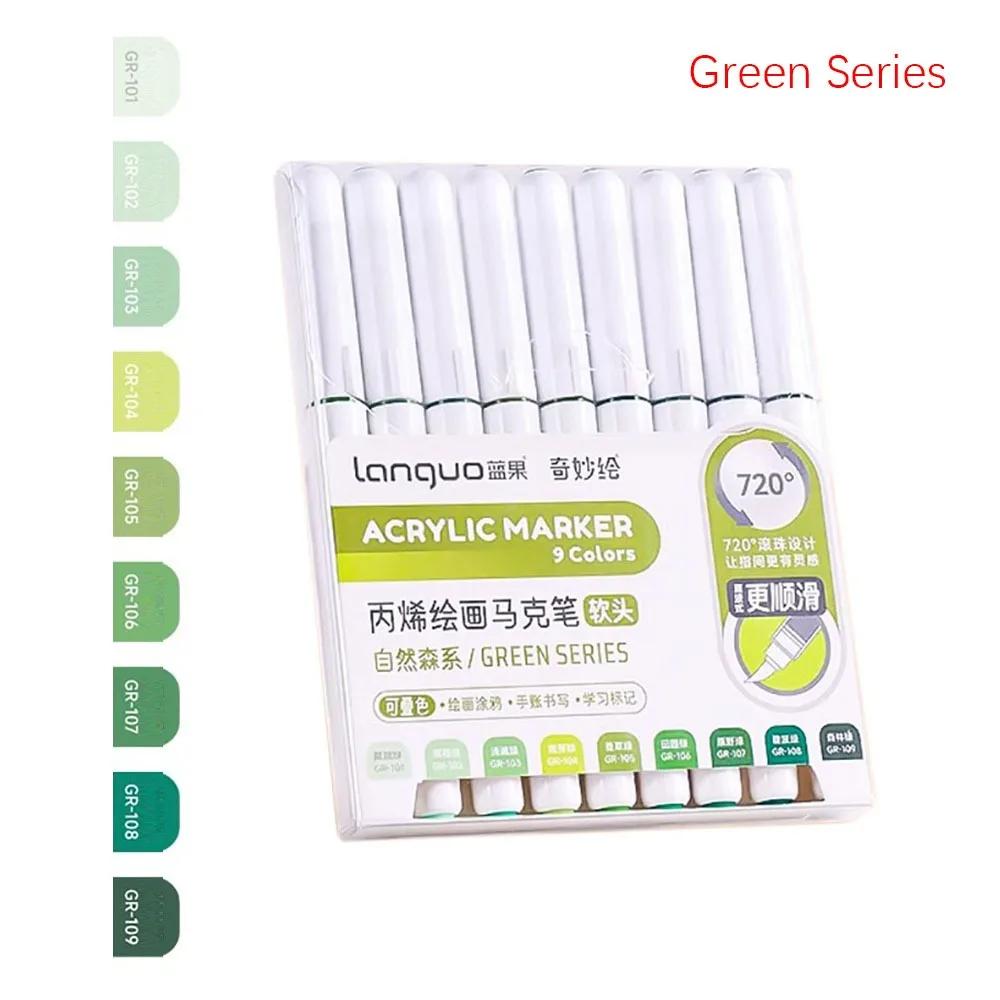Professional 9-Colors Marker Pen Straight Liquid Art Stationery Colour Pen Hand Account Writing Stackable Color Art Felt Pens