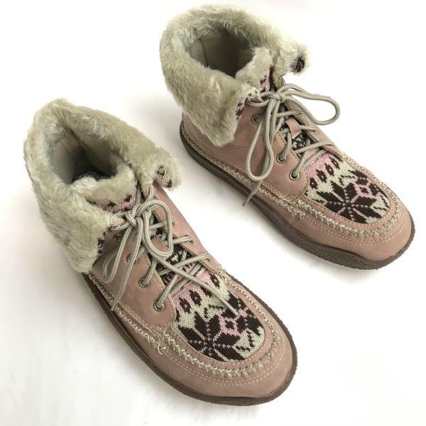 OUTDOOR PRODUCTS warm short boots 25 women pink leather snow boots(USED)