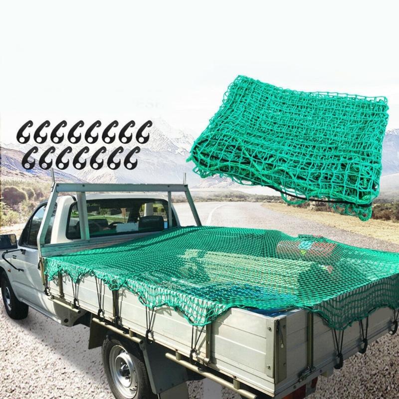 Cargo Net with 15Pcs Hooks and Elastic Strap 4.9x7.2ft / 6.5x9.8ft / 8.2x11.5ft Cargo Net Heavy Duty Bungee Cargo Net