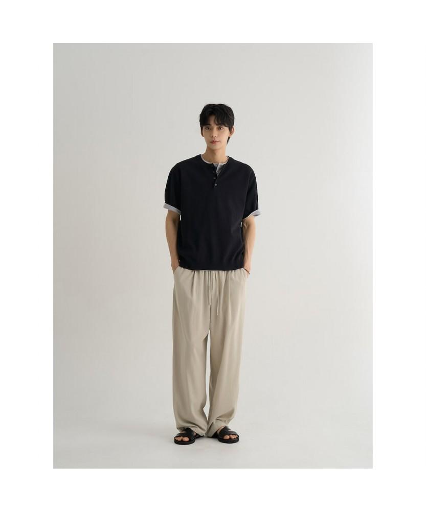 8seconds Simple Henley Neck Short Sleeve Knit Black