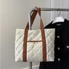 Women Retro Personality Large Capacity Quilted Shoulder Bags Casual Contrast Color Handbags Oxford Padded Tote Shopping Bags MIT
