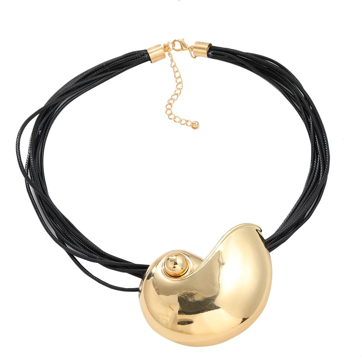 

Винтажные металлические подвески в виде раковины для женщин, кожаные веревочные цепи, колье, ожерелье, пляжная вечеринка, ювелирные изделия, воротник, подарки