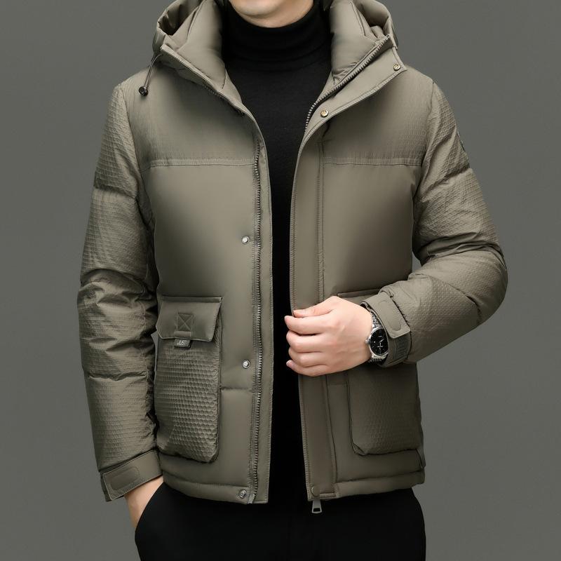 

Winter middle-aged white duck down jacket short 2025 new men s casual hooded stand-up collar down jacket casual jacket padded jacket XXXXL
