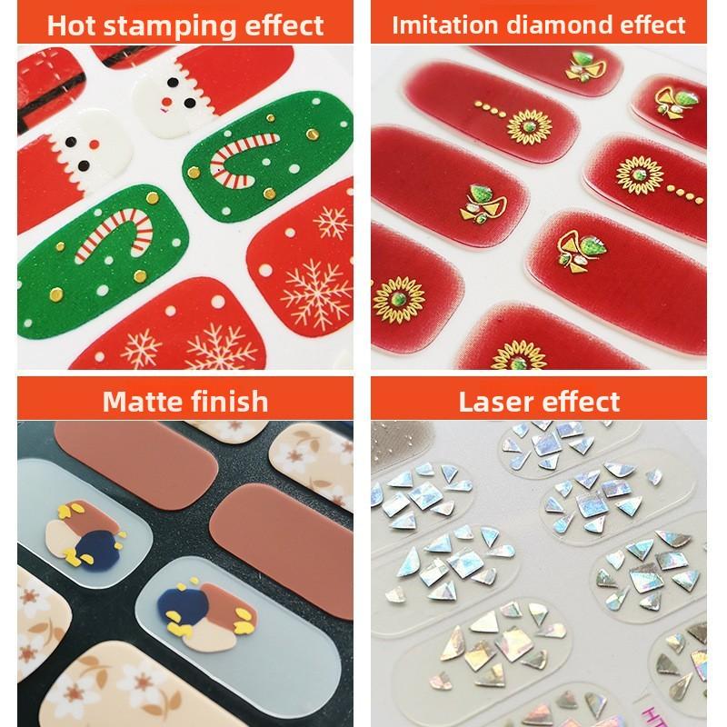 Gel Nail Stickers, 22-finger No-bake Nail Polish Glue, Wearable Nail Pads, Full Application